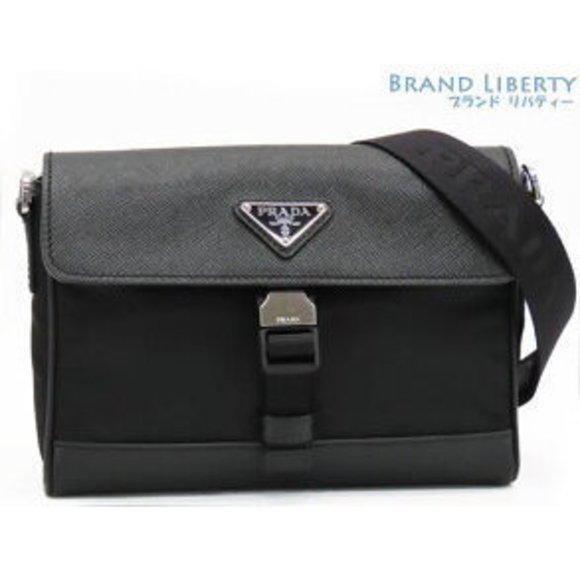 Prada Re Nylon Tessuto Saffiano Triangle Crossbody Pochette Black - Picture 1 of 9
